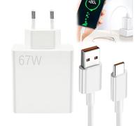 67W Xiaomi Rápido Cargador de Pared de Carga con Cable de 1.5m para Redmi Note 13 Pro, Xiaomi 14, 13, 12, 12t, 12s, Nota K60, K50, 11, 11s, 12 ProPlus, Poco X6, F5, X5