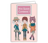 68-1051A Tarjeta de Santa Catalina 25 de noviembre - Formato 11,5 x 17 cm - Con sobres - Fiesta Vive Ste Catherine - Tarjeta para intercambiar y coleccionar - Para niñas de 3 a 11 años y alumnos