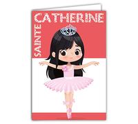 68-1098-B Card Happy St Catherine 25 November Wise Girl Brown Dancer Classic Tutú Bailarina Corona Princesa Rosa