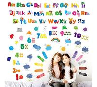 68 Calcomanías de Pared de Alfabeto y Letras, Adhesivos de Vinilo Autoadhesivos - Letras, Clima, Números, Animales, Formas y Colores, Decoraciones Educativas de Letras ABC para Sala de Juegos, Aula