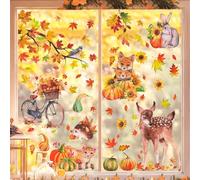 68 imágenes para ventanas de otoño, pegatinas para ventanas de otoño con rascador, imágenes para ventanas de otoño, autoadhesivas, hojas de arce para ventana, decoración de Acción de Gracias