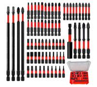 68 Piezas Puntas de Destornillador, Puntas Magnéticas de Acero Aleado S2 con Vástago Hexagonal de 1/4", PH PZ TX SL HEX, Portapuntas de 25/50/75/150 mm para Taladro, Atornillador y Bricolaje