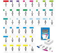 68 Tarjetas de Fracciones, Juego de Matemáticas Divertido - Todas Las Fracciones del 1 al 1/12, Comparar y Simplificar Fracciones, Herramienta Educativa de Aprendizaje Matemático para la Escuela