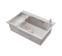 68 x 45 x 20 cm, color plateado, fregadero de cocina de acero inoxidable con escurridor, pequeño lavabo rectangular individual con dispensador de jabón, 1 lavabo de cocina, fregadero empotrable de
