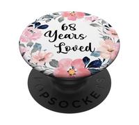 68 Years Loved 68th Birthday Floral 68 Year Old Men Women PopSockets PopGrip Adhesivo