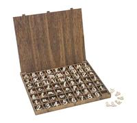 682 letras del alfabeto de madera de 1 pulgada, números de madera, letras minúsculas y de menor verso, con caja de almacenamiento rústica para decoración del hogar, ortografía, educación, manualidades