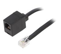 68261 Cable: Teléfono Plano RJ12 Hembra,RJ12 Plug 10m Negro Goobay