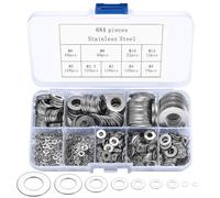 684 Pcs Arandelas Planas Para Bisagras de Puertas, Acero Inoxidable, Metalicas Para Reparaciones Fontanería Bloqueo Fabricas, M2 M2.5 M3 M4 M5 M6 M8 M10 M12