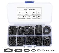 684 Piezas Arandelas Planas Para Bisagras de Puertas, Metalicas Para Reparaciones Fontanería Bloqueo Fabricas, M2 M2.5 M3 M4 M5 M6 M8 M10 M12 (684 Negro)