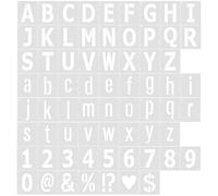 68pcs Plantillas de Letras y Números 5 cm, Reutilizables Plástico Plantillas de Letras en Minúsculas y Mayúsculas Plantillas Alfabeto Símbolos de Signos de Puntuación para Pintar