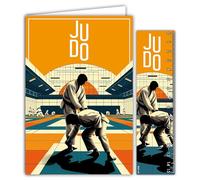 69-1008 - Tarjeta Judo con sobres de 12 x 17,5 cm para deportes deportivos judoka campeón negro o apoyar combate tatami dojo colección pasión deportes de los Juegos Olímpicos - Fabricado en Francia