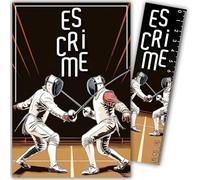 69-1020 - Tarjeta de esgrima de esgrima con atleta deportivo deportivo - con marcapágina/regla de 15 cm de papel y sobre blanco, formato 12 x 17,5 cm - Regalo de cumpleaños o fiesta - Fabricado en