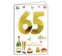 69-2039 - Tarjeta de 65 cumpleaños para hombre y mujer, jubilación, descanso, vacaciones, palmeras, hamaca, ancla, brújula, timón, sol