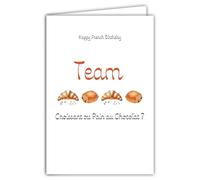 69-4503 Tarjeta Happy French Birthday Team Croissant o Pan de Chocolatine Viennoiseries clichés franceses, ilustración elegante French Touch - Con sobres de 12 x 17 cm - Fabricación francesa
