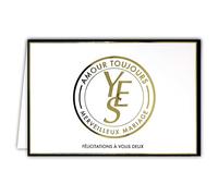 69-5164 - Tarjeta de boda maravillosa, felicitaciones a ti, 2 YES Amor siempre en oro dorado brillante, tarjeta de felicitación con sobre blanco, 12 x 17,5 cm, colección de lujo, creada impresa