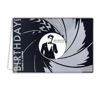 69-5170 - Tarjeta de felicitación feliz cumpleaños feliz día de cumpleaños plateado para hombre, elegante icónico, leyenda del cine, actor ahumado, champán, con sobres blancos, formato 12 x 17,5 cm