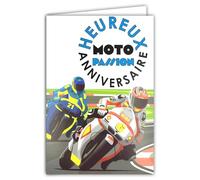 69-8110 - Tarjeta FLUO feliz para moto, pasión con sobres de 12 x 17,5 cm - Ilustración para motociclista gran desplazamiento pista circuito velocidad GP - auténticas tintas FLUO - Creado y fabricado