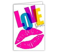 69 - 8150 - Tarjeta FLUO LOVE Besos Labios Rosas Femeninas Niña Mujer - Te amo On Te aime - Con sobres blancos 12 x 17,5 cm - Colores vivos - Creación de calidad francesa