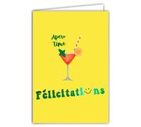 69-9040 - Tarjeta de felicitaciones con palabras de cobre brillante y sobre de 12 x 17,5 cm, Apéro Time - Vaso de cóctel Spritz afrutado Trinquer naranja cítrico menta interior blanco - Creación