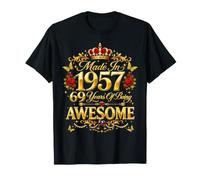 69 Year Old Made in 1957 Retro Floral 69th Birthday Women Camiseta