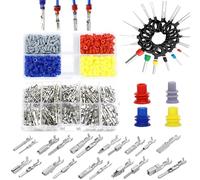 690 Piezas Juego de Terminales Eléctricos Conectores, Clavijas de Conector 1/1,5/1,8/2,2/2,3/2,5/2,8/3,5 mm Macho y hembra, Precintos para Cables y Herramienta de Extracción, Para Coches Motos Barcos
