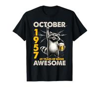 69th Birthday Raccoon Beer October 1957 Vintage 69 Years Old Camiseta