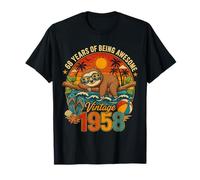 69th Birthday Retro Sloth Tropical Vintage 1957 69 Years Old Camiseta