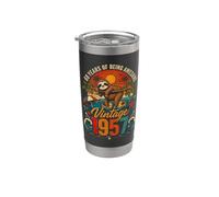 69th Birthday Retro Sloth Tropical Vintage 1957 69 Years Old Vaso térmico de acero inoxidable de doble pared