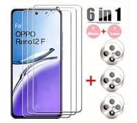 6EN1 3 piezas de vidrio templado transparente y 3 piezas de película para lente de cámara para Oppo Reno 12F 12 F Película de pantalla de vidrio