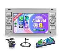6G+128G 8 Core Android Radio Coche para Ford Focus C-Max S-Max Kuga Fiesta Transit Fusion Mondeo Galaxy Connect Inalámbrico Carplay Android Auto 7 Pulgadas Radio con GPS Navi WiFi Bluetooth FM/RDS/DSP