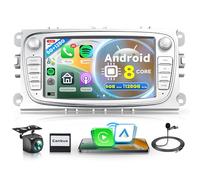 6G+128G 8 Core Inalámbrico Carplay Android Radio Coche para Ford Focus II mk2 Mondeo S-Max C-Max Galaxy 7 Pulgadas Radio Coche con Android Auto GPS WiFi Mirror Link Bluetooth FM/RDS/DSP Cámara Trasera