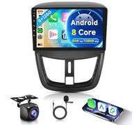6G+128G 8 Core Inalámbrico Carplay Android Radio de Coche para Peugeot 207 2006-2015 9 Pulgadas Radio Coche 2 DIN Android Auto GPS Navi WiFi Mirror Link Bluetooth FM/RDS/DSP EQ/USB/SWC Cámara Trasera