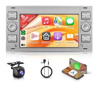6G+128G 8 Core Radio Coche Android para Ford Focus Fiesta Transit Galaxy Mondeo Fusion Kuga C-MAX S-MAX Connect 7'' Pantalla con Carplay Android Auto Inalámbrico FM/RDS/EQ/DSP GPS WiFi Cámara Trasera