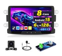 [6G+128G]Inefala Android 15 Radio Coche para Renault Dacia Duster Sandero Logan Dokker con Wireless Carplay Android Auto, 8" Pantalla Autoradio con GPS WiFi RDS/FM Bluetooth EQ SWC Cámara Trasera Mic