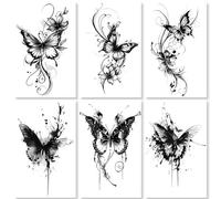 6hojas Tatuajes Temporales Con Diseño De Mariposa, Elaborados Con Jugo De Hierbas, Resistentes Al Agua, De Larga Duración, Semipermanentes Y De Aspecto Realista Para Brazos Y Clavículas.