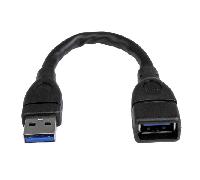 StarTech.com Cable de 15cm Extensor USB 3.0 - Alargador USB 3.0 SuperSpeed Negro
