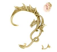 6ixGosh 1 pendiente gótica de dragón de acero inoxidable, estilo retro, punk, serpiente, dragón, pez, cocodrilo, cartílago, trepador, aretes para mujeres y hombres, dorado/plateado/negro, Acero