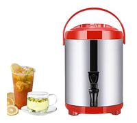 6L/8L/10L/12L/14L Café de caldera Café Urna Urna Acero inoxidable Dispensador de agua caliente con cubierta y espiga, barril de aislamiento con cubo de té de leche para agua caliente o bebida/rojo/10L