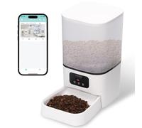 6L Comedero Gato Automático, Dispensador de Comida Inteligente con Wi-Fi 5G/2.4G,Dispensador De Comida Seca para Gatos O Perros con Control por Aplicación de 1 A 10 Comidas Al Día, Color Blanco