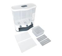 6L Large Capacity Grain Container Box | 3 Grid Transparent Window Rice Storage Container with Removable Lid | Dry Food Organizer for Kitchen Pantry/Countertop (Green)