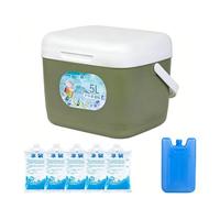 6L Portable Insulated Cooler Box - Small Hard-Sided Ice Chest For Camping