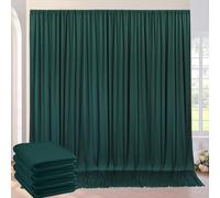 6m×3m sin Arrugas Cortinas sobre Fondo Hunter Verde para la Fiesta de Boda, 4 Paneles de poliéster Hunter Verde de 1,5 m × 3m Fondo Teatro decoración cumpleaños bebé Fiesta Nupcial Ducha fotografía