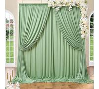 6m×3m sin Arrugas Cortinas sobre Fondo Sabio Verde para la Fiesta de Boda, 4 Paneles de poliéster Sabio Verde de 1,5 m × 3m Fondo Teatro decoración cumpleaños Fiesta Nupcial Ducha fotografía