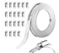 6M Abrazaderas Metalicas 20pcs Sujetadores para Tubos 304 Abrazadera de Manguera de Gusano de Acero Inoxidable con Sujetadores Para Mangueras, Gas, Coche, Lavadora, Jardín