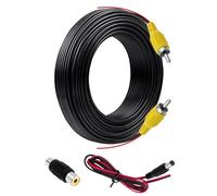 6M Cable Cámara Trasera RCA Coche Doble Blindado Mejorado con Detección Alambre Plomo para Conectar Monitor y Cámara de Visión Trasera, con Conector Hembra Hembra y Cable de 1M Alimentación DC