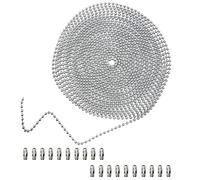 6M Cadena de Bolas de Acero Inoxidable, BetterJonny 2,4 mm Extensión de Cadena con Cuentas Cadena de Cuentas de Metal con 20 Conectores a Juego Cadena de Acero Inoxidable Extensión de Cadena