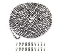 6M Cadena de Bolas de Acero Inoxidable, BetterJonny 4,5 mm Extensión de Cadena con Cuentas Cadena de Cuentas de Metal con 20 Conectores a Juego Cadena de Acero Inoxidable Extensión de Cadena