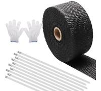 6M Cinta Anticalorica Para Escapes,Banda Para Cabecera De Escape,Vendaje Termico,Cinta Anticalorica Escape,+10 Bridas De Acero Inoxidable De 30 Cm,1 Par De Guantes De Hilo De Algodón