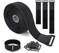 6M x 5CM Sujetacables Reutilizables, Bridas Negras Ajustables con 25 Hebillas, Cinta Sujeta Cables, Cintas de Sujeción para Organizar Cables Hogar y Oficina - Cortables a la Longitud Deseada