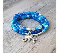 6MM 108 cuentas cabeza de Buda tibetano elefante Chakra pulsera Mala Yoga Zen Charm Strand pulsera con cuentas joyería azul, azul